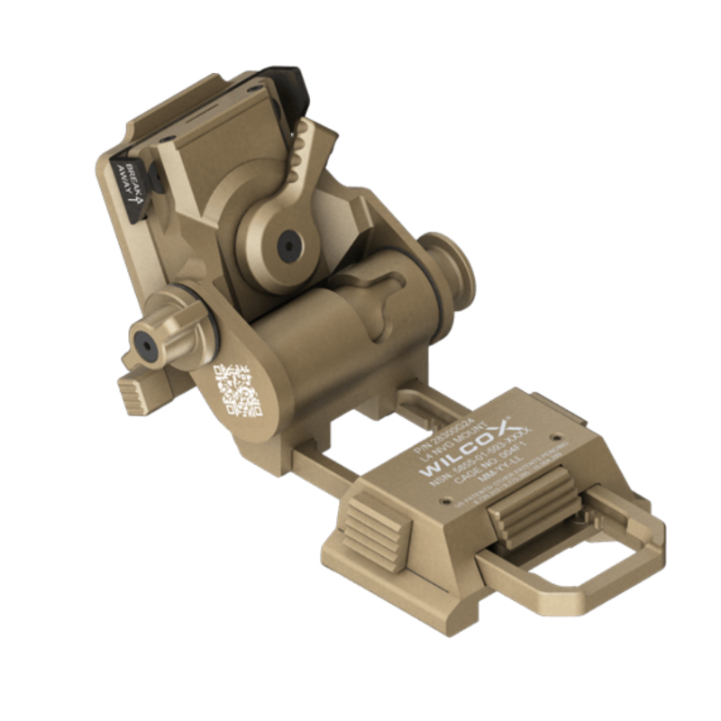 Detailaufnahme der Breakaway-Funktion des Wilcox G24 NVG Mounts zur Reduzierung von Nackenbelastung