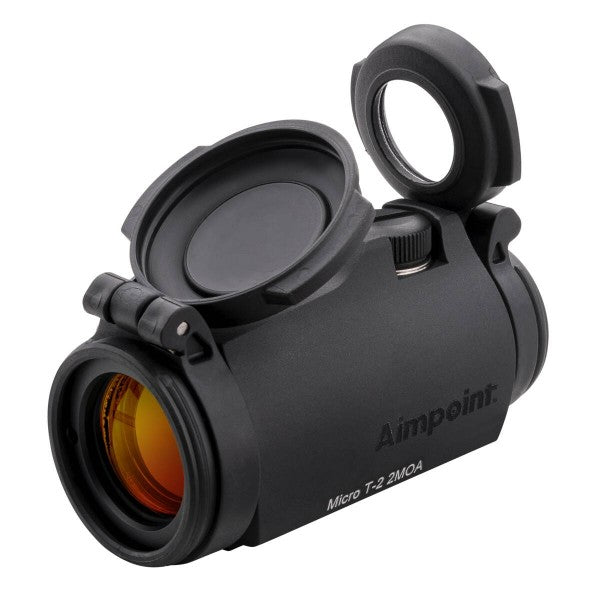 Aimpoint Micro T2 Optik for police, military, and sport shooters. Features a 2MOA Red Dot that can be adjusted to the environment.