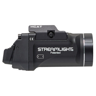 Das Streamlight TLR-7 Sub Pistolen Waffenlicht, kompakt und robust, montiert auf einer Pistole. Es bietet eine leistungsstarke LED-Beleuchtung für präzise Zielerfassung und erhöhte Sicherheit in dunklen Umgebungen. Das Licht verfügt über einfache Bedienelemente und eine langlebige Konstruktion